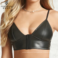 Sexy soutien-gorge culotte ensemble images sexy chaud desi fille photo sous-vêtements femmes Faux Cuir Crochet-Eye Bralette